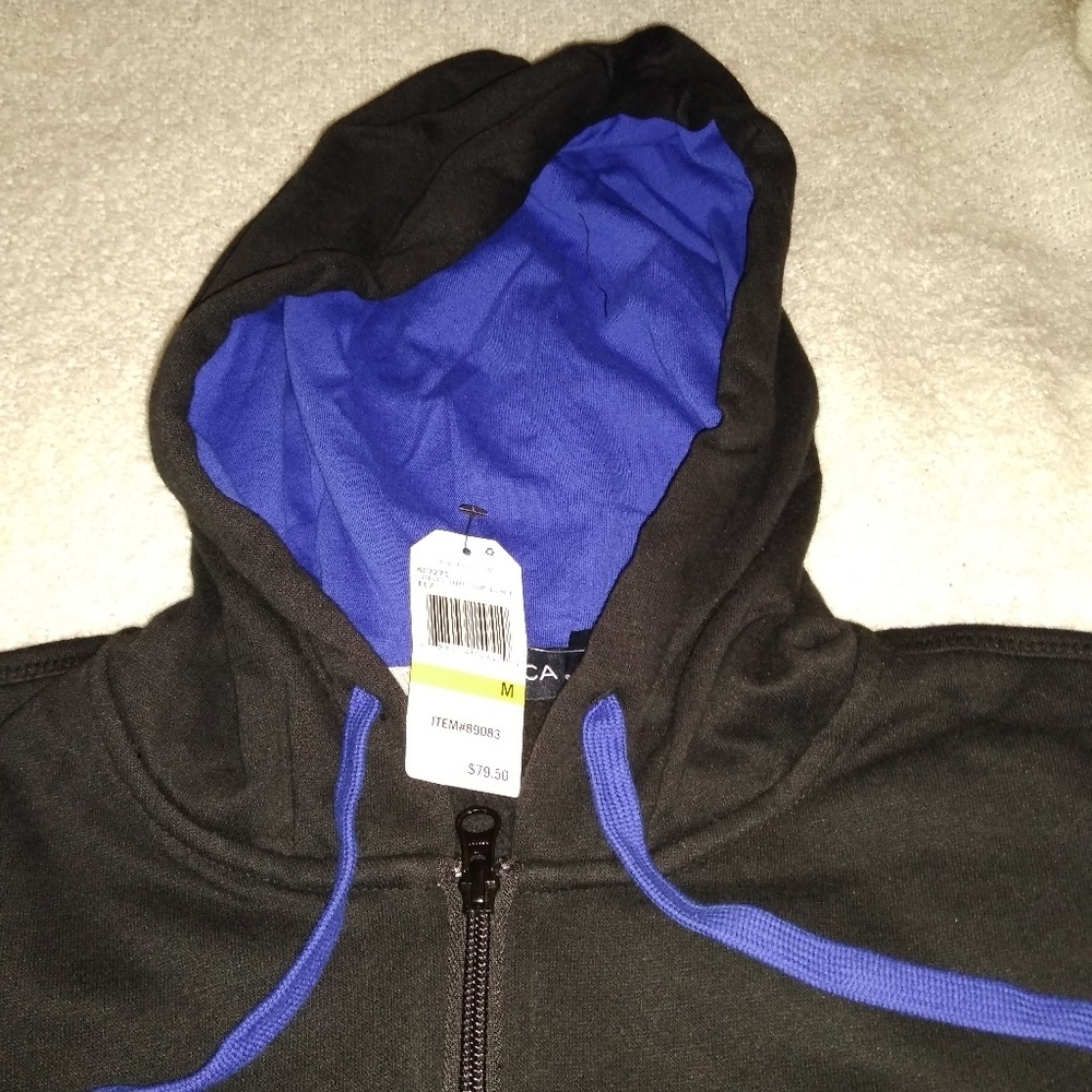 Nautica Black W/ Blue Hooded Jacket - Picture 3 of 5